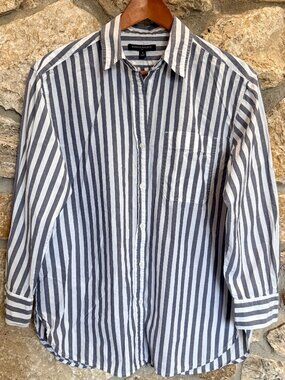 Banana Republic Oversized Cotton Striped Button Down Shirt Small